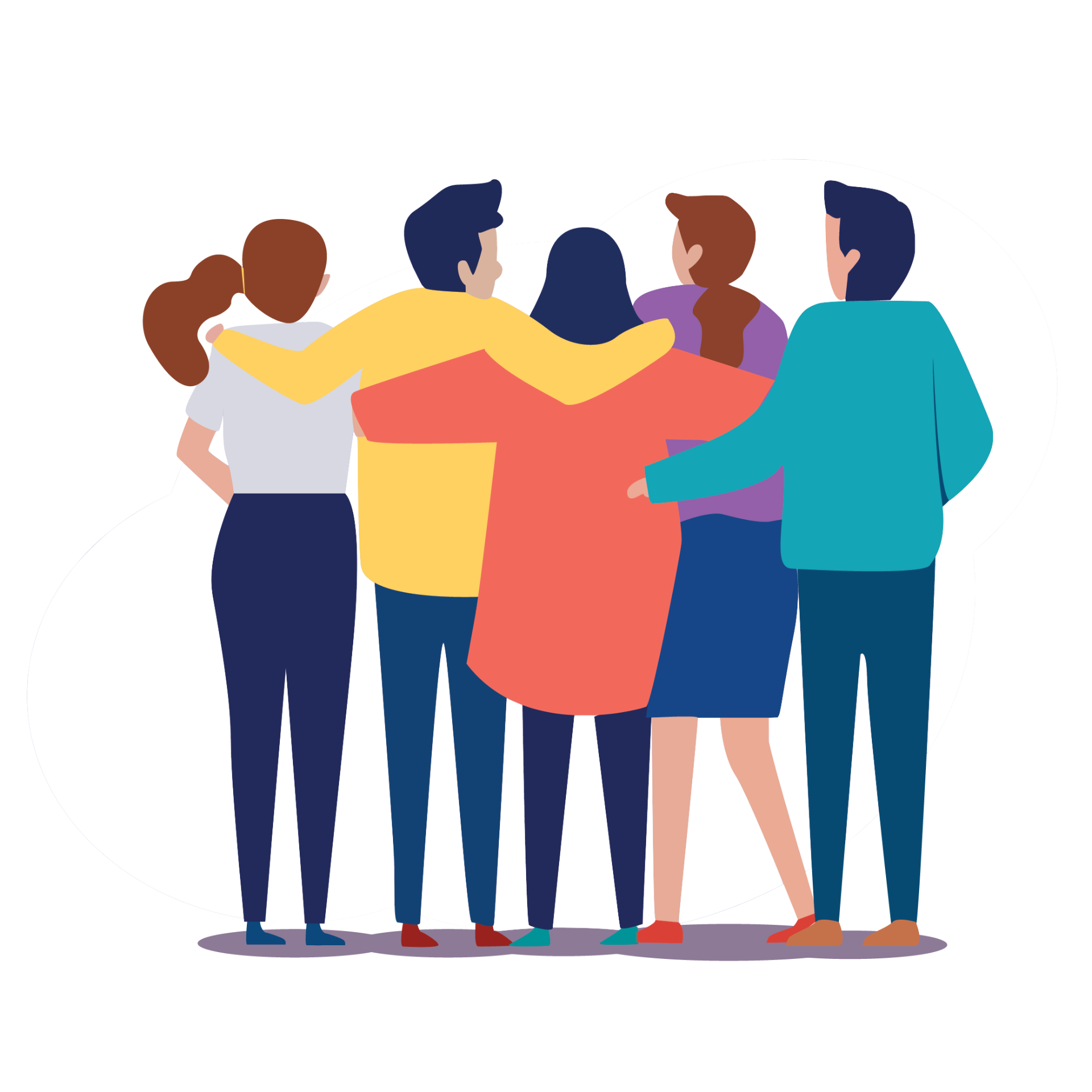 Students standing together with arms around each other