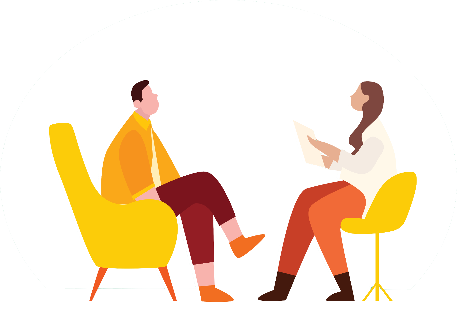 Two people talking at work